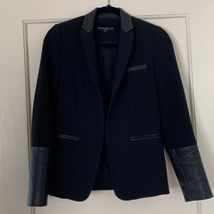 Black blazer with leather detail